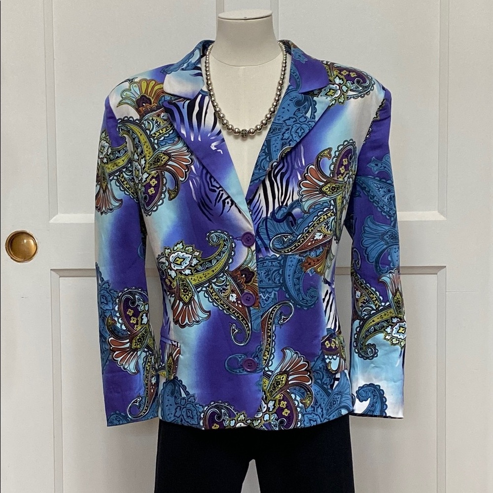 Artistic Print Cotton Blazer